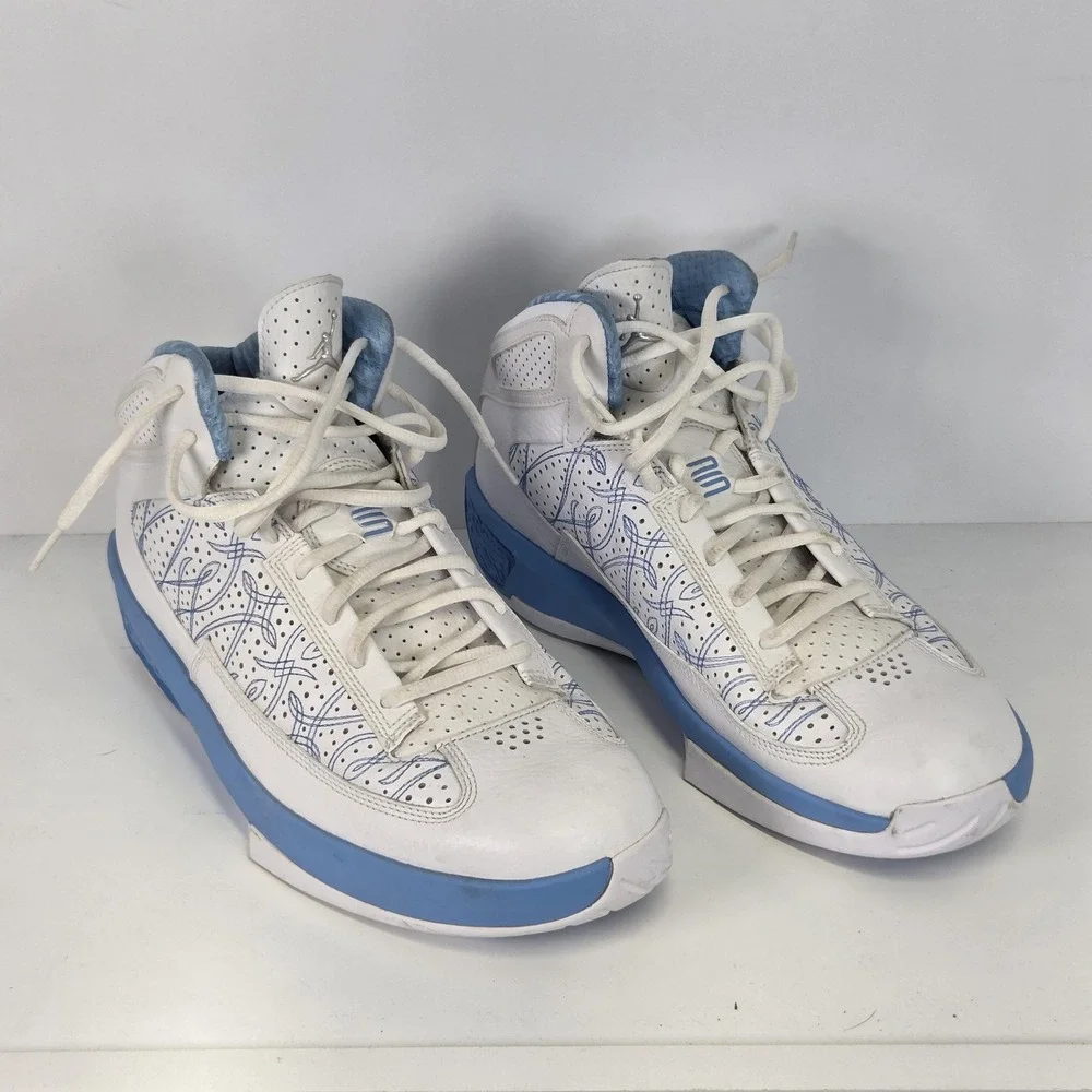 Nike Air Jordan Shoes Mens 10.5 White Blue Icons Basketball Sneakers Classic